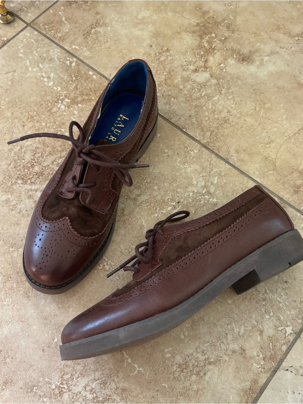 Ralph Lauren Women’s Brown Leather Wingtip Oxford Shoes